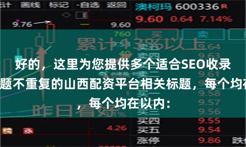 好的，这里为您提供多个适合SEO收录、且标题不重复的山西配资平台相关标题，每个均在以内：